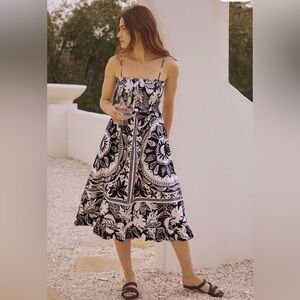 Black and White Floral Midi Dress
